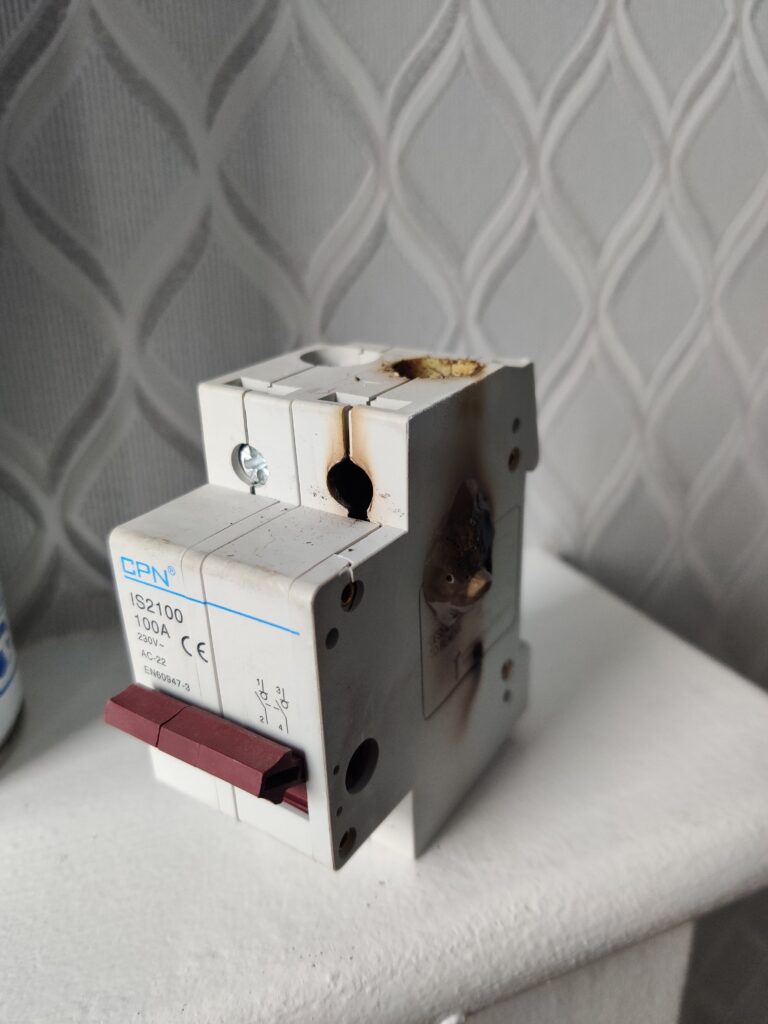 Faulty consumer unit